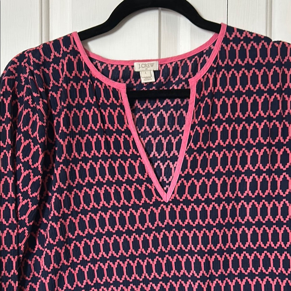J.Crew Pink and Navy Patterned coverup